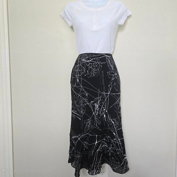 Monte Y2K Floral Whimsygoth Boho Slip Ruffled Hem Midi Skirt Size Medium - Picture 4 of 9